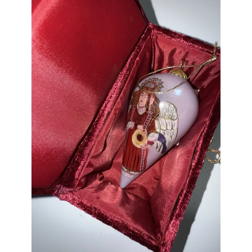 Pier 1 Li Bien‎ Christmas Ornament 2003 Tear Drop Blown Glass Angel VTG